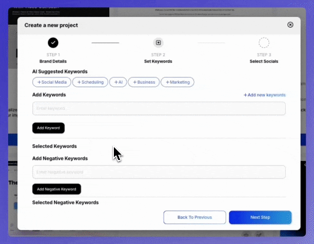 Adding keywords and platforms
